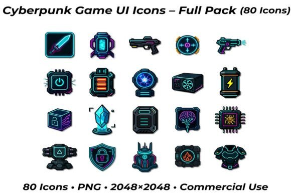 Cyberpunk Game UI Icons – Full Pack 80: A Practical Guide for Developers