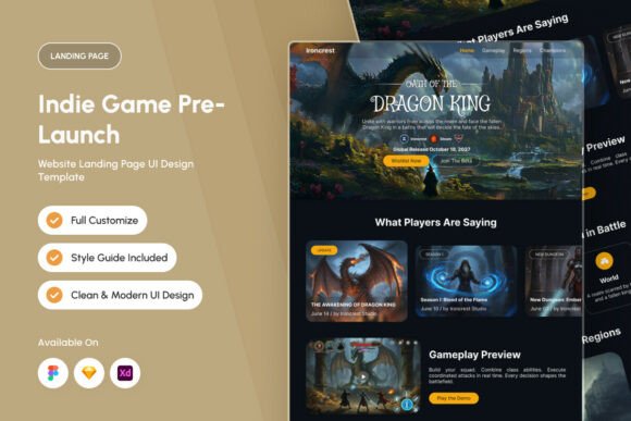 Dragon King Indie Game Landing Page Template
