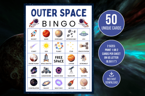 Evaluating Outer Space Bingo Game Printable Cards for Educational and Recreational Use