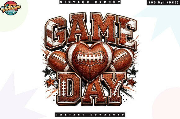 Game Day American Football Heart PNG