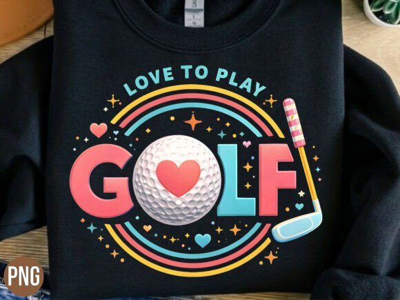 Love to Play Golf Sports Heart Game PNG