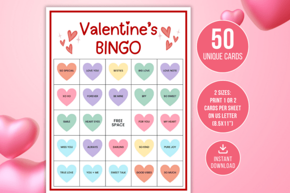 Printable Valentine’s Day Bingo Game Design