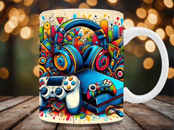 Retro Game Console Headphones Mug Wrap Design Guide