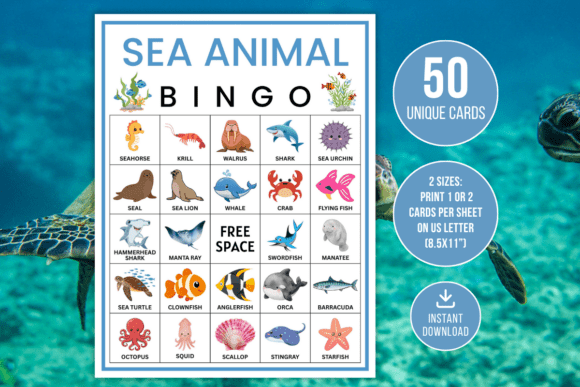 Sea Animal Bingo Game: Fun Ocean Learning for Kids