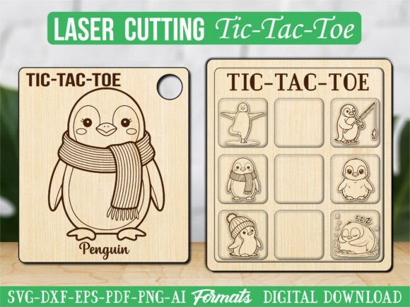 Winter Penguin Tic Tac Toe Game Design