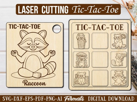 Yoga Raccoon Tic Tac Toe Puzzle Game